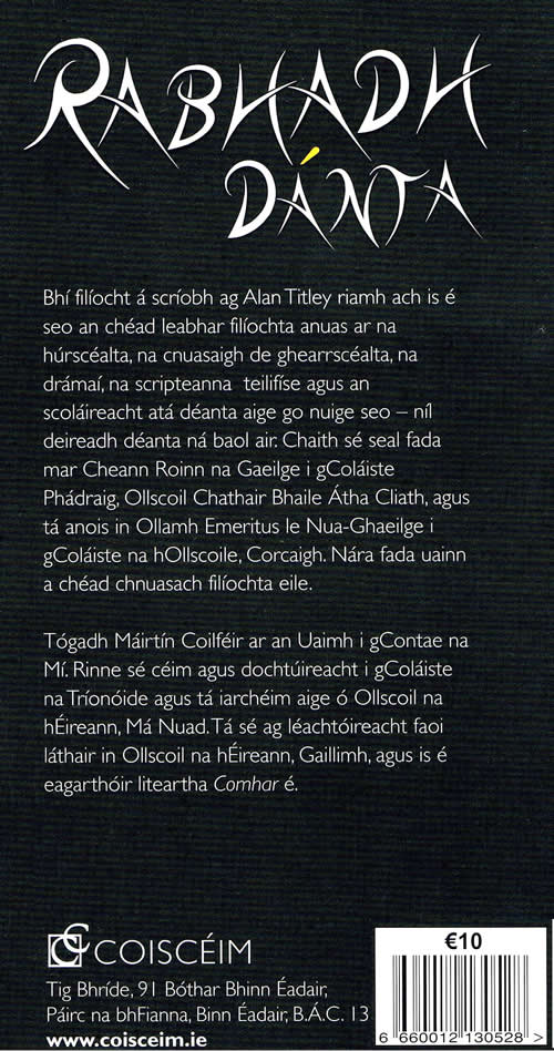 RABHADH DÁNTA le Alan Titley Gaelic Poetry Irish Poetry