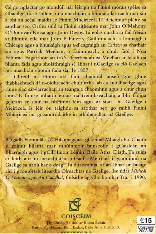 Finini Mheiricea agua an Gaeilge Fionnula Ní Fhlannagain The Irish in America The Fenians in America and the Irish Language 