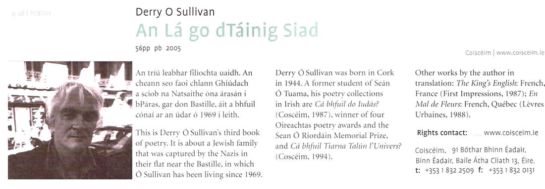 Idirmhalartán Litríocht na hÉireann ILÉ Derry O Sullivan Irish Literatute Exchange
