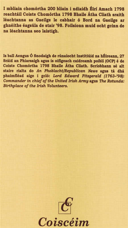 Fealsunacht agus Fuil Aengus O Snodaigh 1798 - 1998 Lord Edward Fitzgerald