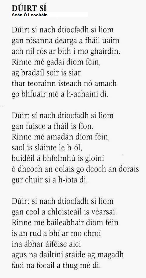 Dúirt Sí Seán Ó Leocháin  Filíocht Gaeilge Gaelic Poetry  Irish Poet