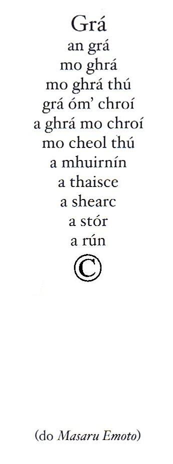 Grá Sampla eile de dhán ón leabhar Tír Tairngire le Peadar Ó hUallaigh